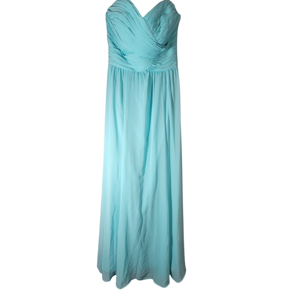 Lauren Ralph Lauren Evening‎ Gown Women 4 Turquoise Blue Ruched Chiffon